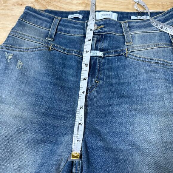 Closed NWT Skinny Pedal Pusher High Rise Jeans Mid Blue Size 24 Italy Distressed - Picture 11 of 12